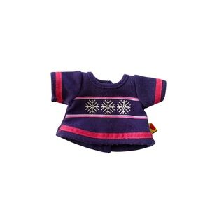 Build-A-Bear Smallfrys Purple Snowflake Shirt Pink Trim Plush Doll Clothes 09/12